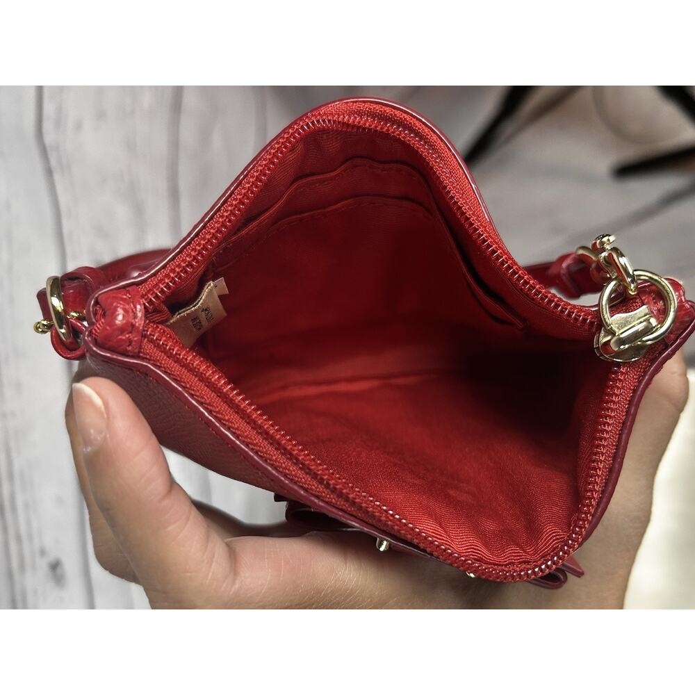 Coach Red Leather Wristlet Wallet Bow Accent Zip Closure Wrist Strap - Picture 3 of 6